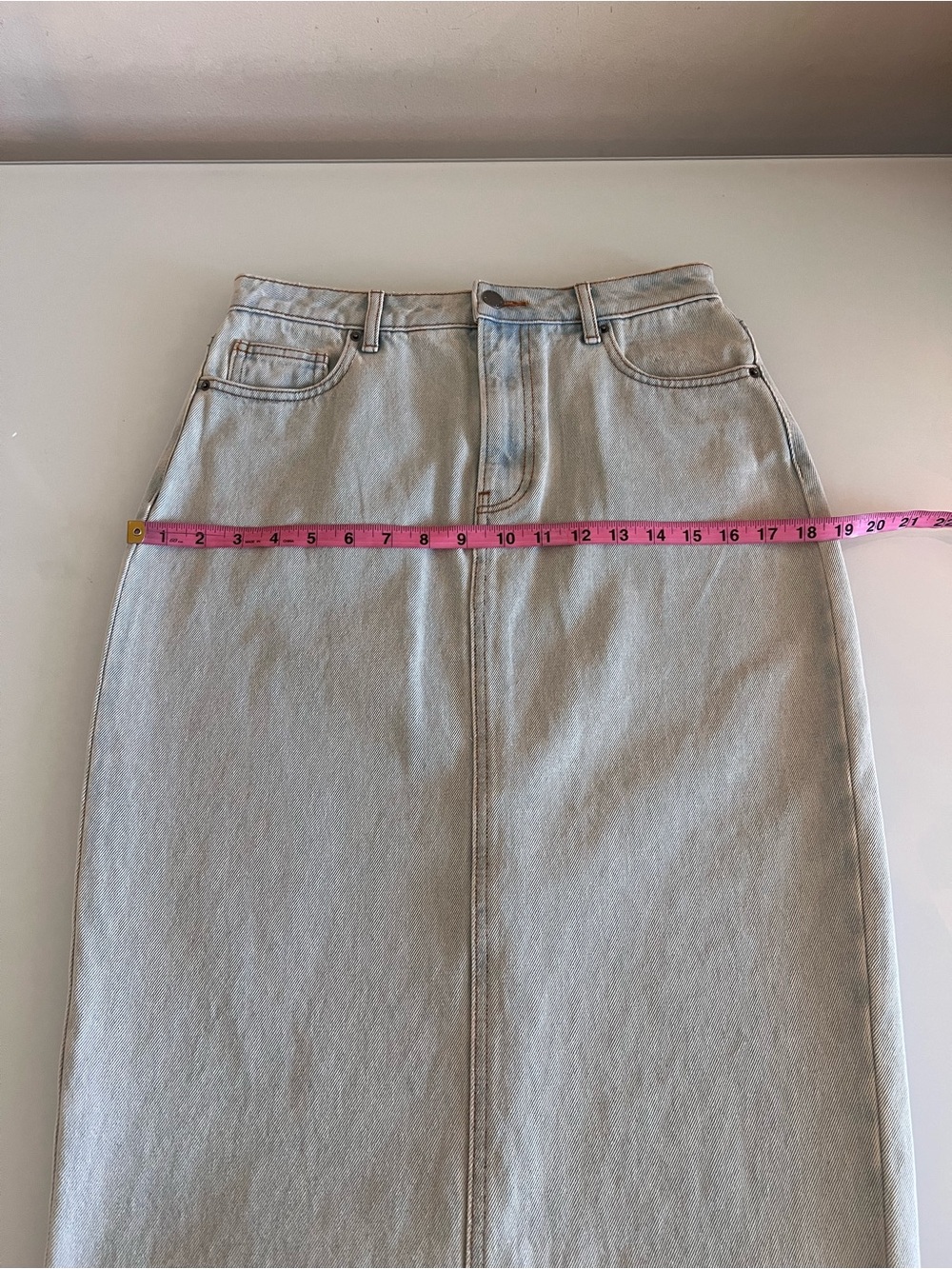 VELVET HEART Denim Pencil Midi Skirt Light Wash Size 26 - Picture 11 of 15